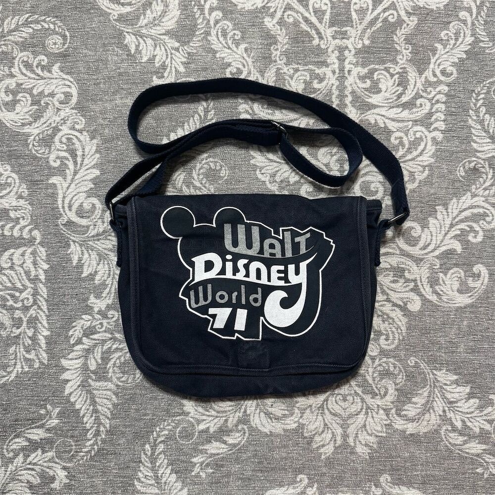 Disney Unisex Blue Canvas Messenger Bag Everyday Use